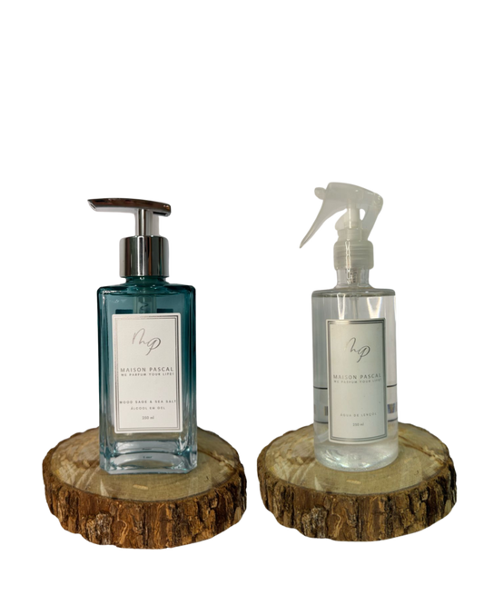 Kit Alcool Gel e Água de Lençol - Wood Sage & Sea Salt